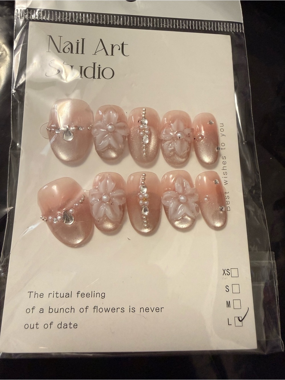 Pink Pearl Floral Press-On Nails